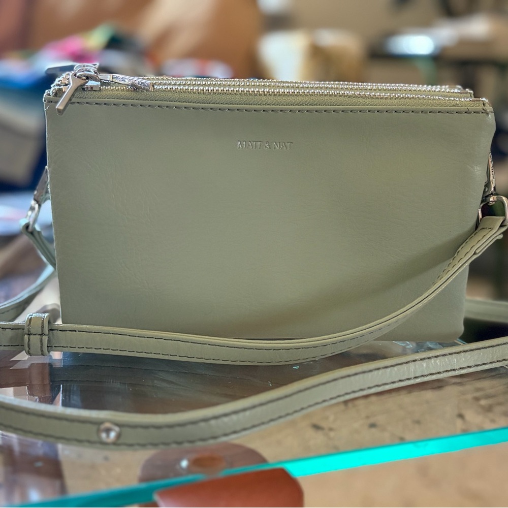 Sage Matt & Nat Vegan Crossbody Triplet Bag — Rare Color